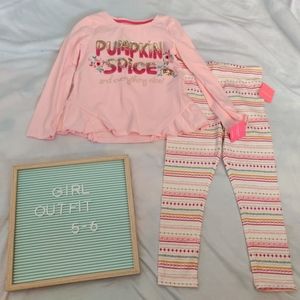 NWT Girls Size 5/6 Pumpkin Spice Fall Outfit